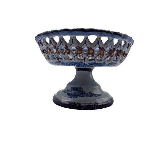 Handpainted Portugal Pottery Open Candy/Footed Compote/Footed Bowl READ - Picture 8 of 16